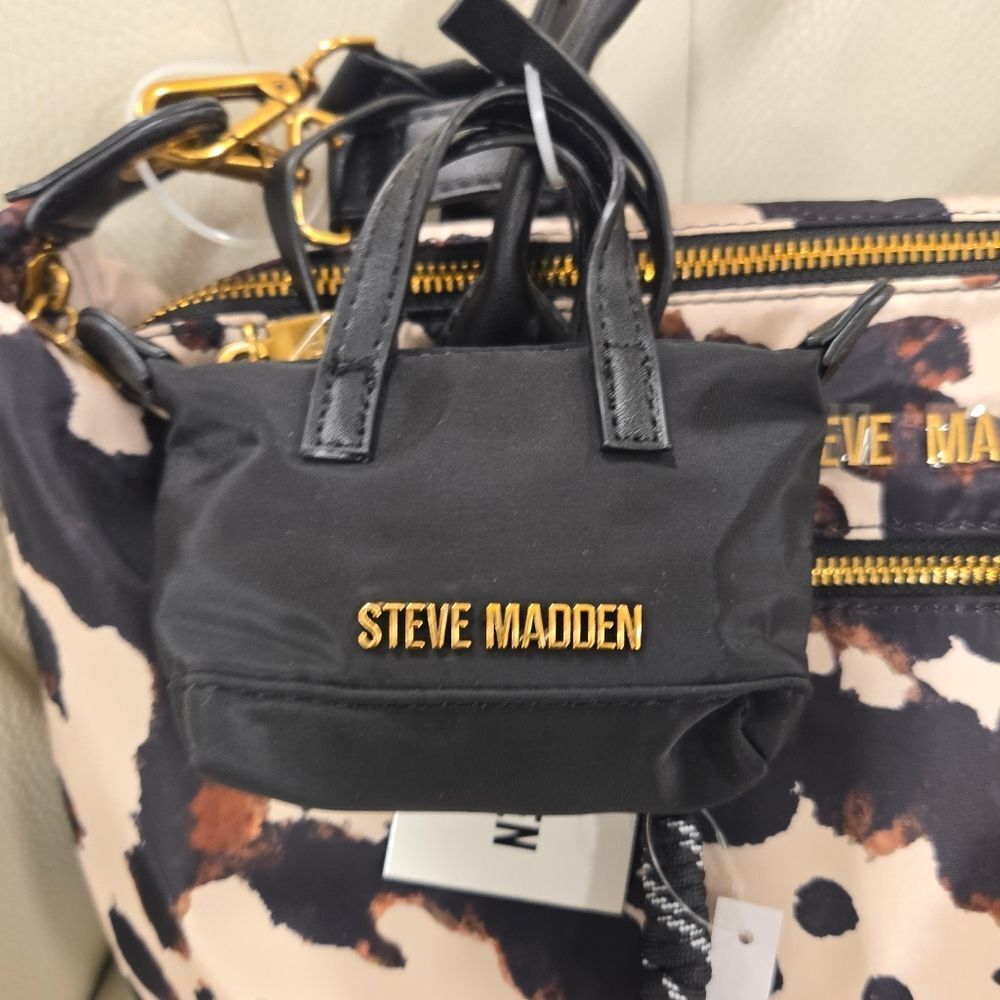 NEW Steve Madden Cow Print Tote Handbag - Picture 3 of 6